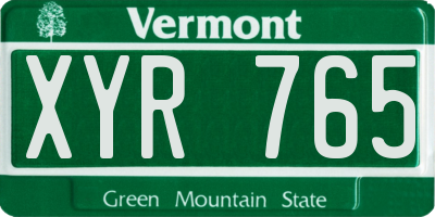 VT license plate XYR765