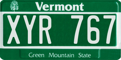 VT license plate XYR767