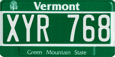VT license plate XYR768