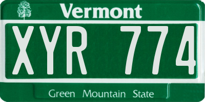 VT license plate XYR774