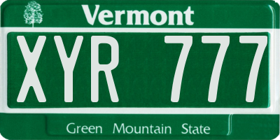 VT license plate XYR777