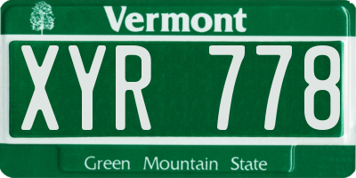 VT license plate XYR778