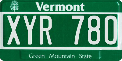 VT license plate XYR780