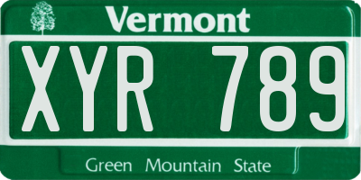 VT license plate XYR789