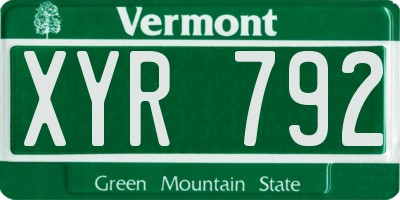 VT license plate XYR792