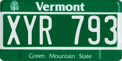 VT license plate XYR793