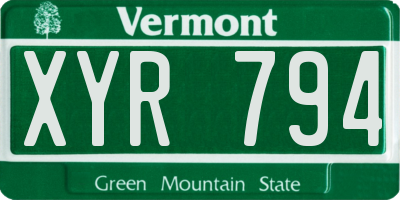 VT license plate XYR794