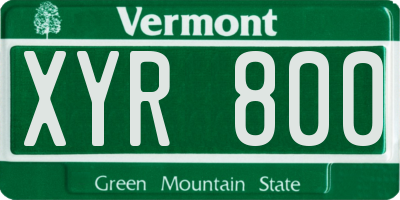 VT license plate XYR800