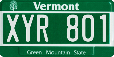 VT license plate XYR801