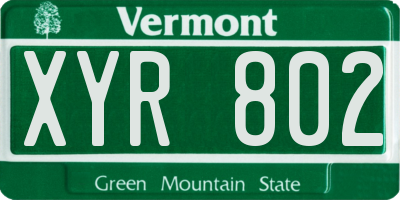 VT license plate XYR802