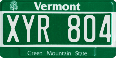 VT license plate XYR804
