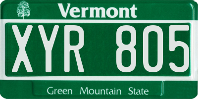 VT license plate XYR805