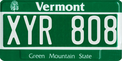 VT license plate XYR808