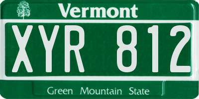 VT license plate XYR812