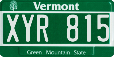 VT license plate XYR815