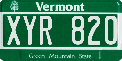 VT license plate XYR820