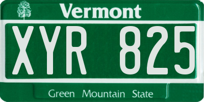 VT license plate XYR825