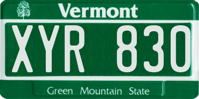 VT license plate XYR830