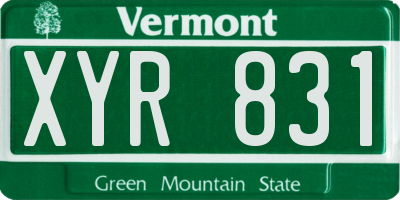 VT license plate XYR831
