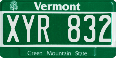 VT license plate XYR832