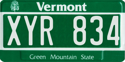 VT license plate XYR834