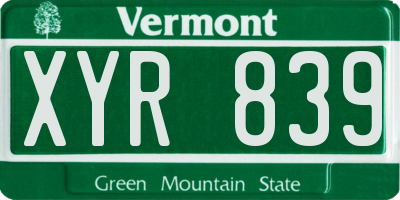 VT license plate XYR839