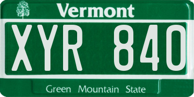 VT license plate XYR840