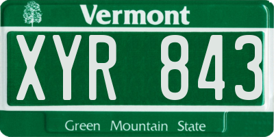 VT license plate XYR843