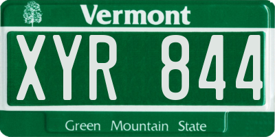 VT license plate XYR844