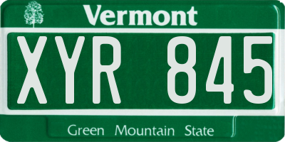 VT license plate XYR845