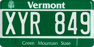 VT license plate XYR849