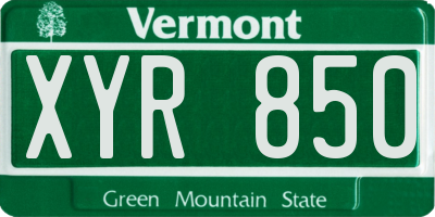 VT license plate XYR850