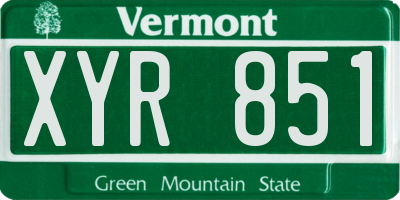 VT license plate XYR851