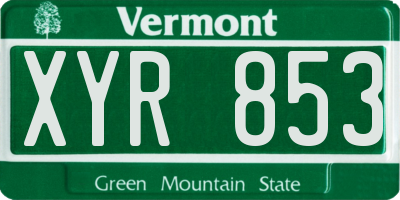 VT license plate XYR853
