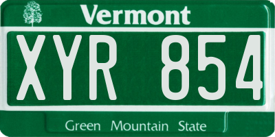 VT license plate XYR854