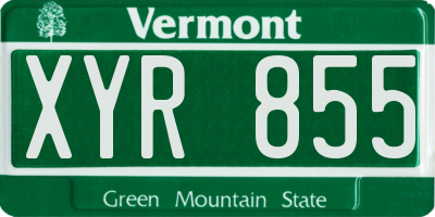 VT license plate XYR855
