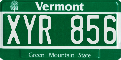 VT license plate XYR856