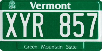 VT license plate XYR857