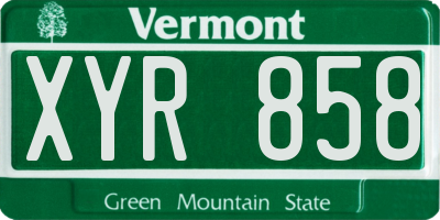 VT license plate XYR858