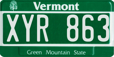 VT license plate XYR863