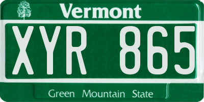 VT license plate XYR865