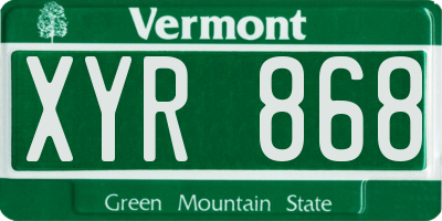 VT license plate XYR868