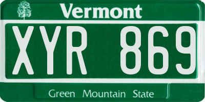 VT license plate XYR869
