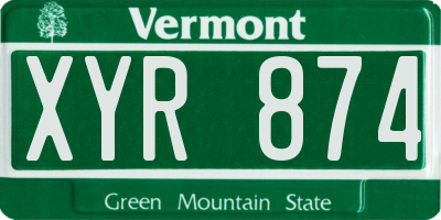 VT license plate XYR874