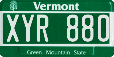 VT license plate XYR880