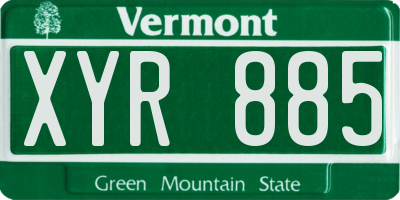 VT license plate XYR885