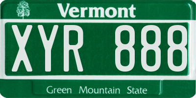 VT license plate XYR888