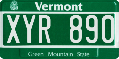 VT license plate XYR890