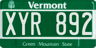 VT license plate XYR892