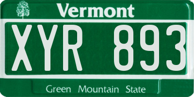 VT license plate XYR893